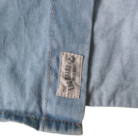 Size XL 44-47" Vintage Light Blue Short Sleeve Denim Shirt - Picture 8 of 9